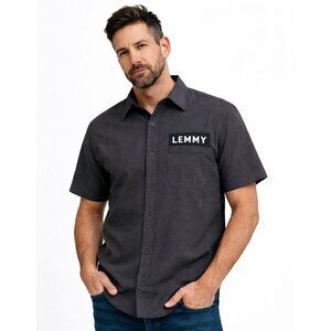 Roark Pinstripe Men's Shirt Motörhead Short Sleeve Run Amok L NEW Button Up